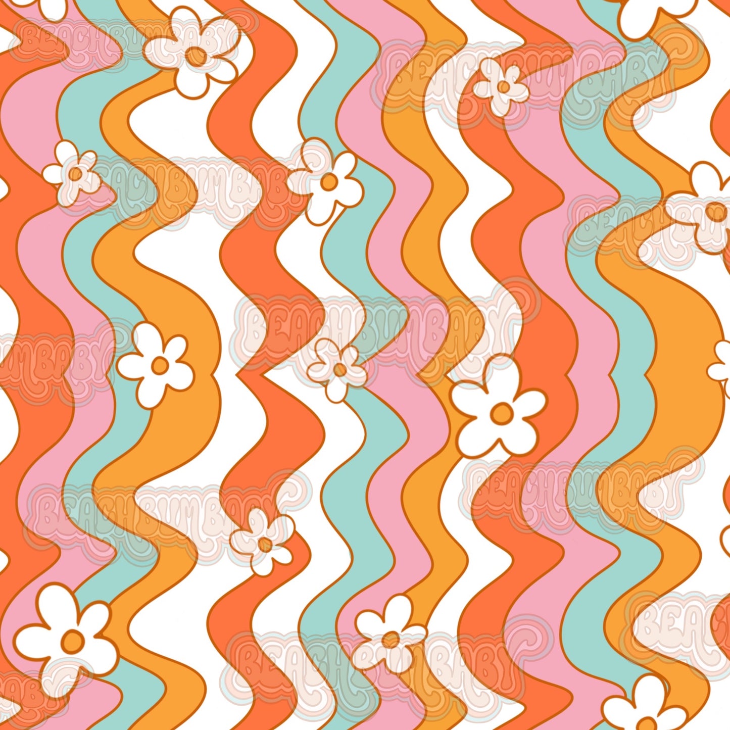 Retro spring wavy floral coord