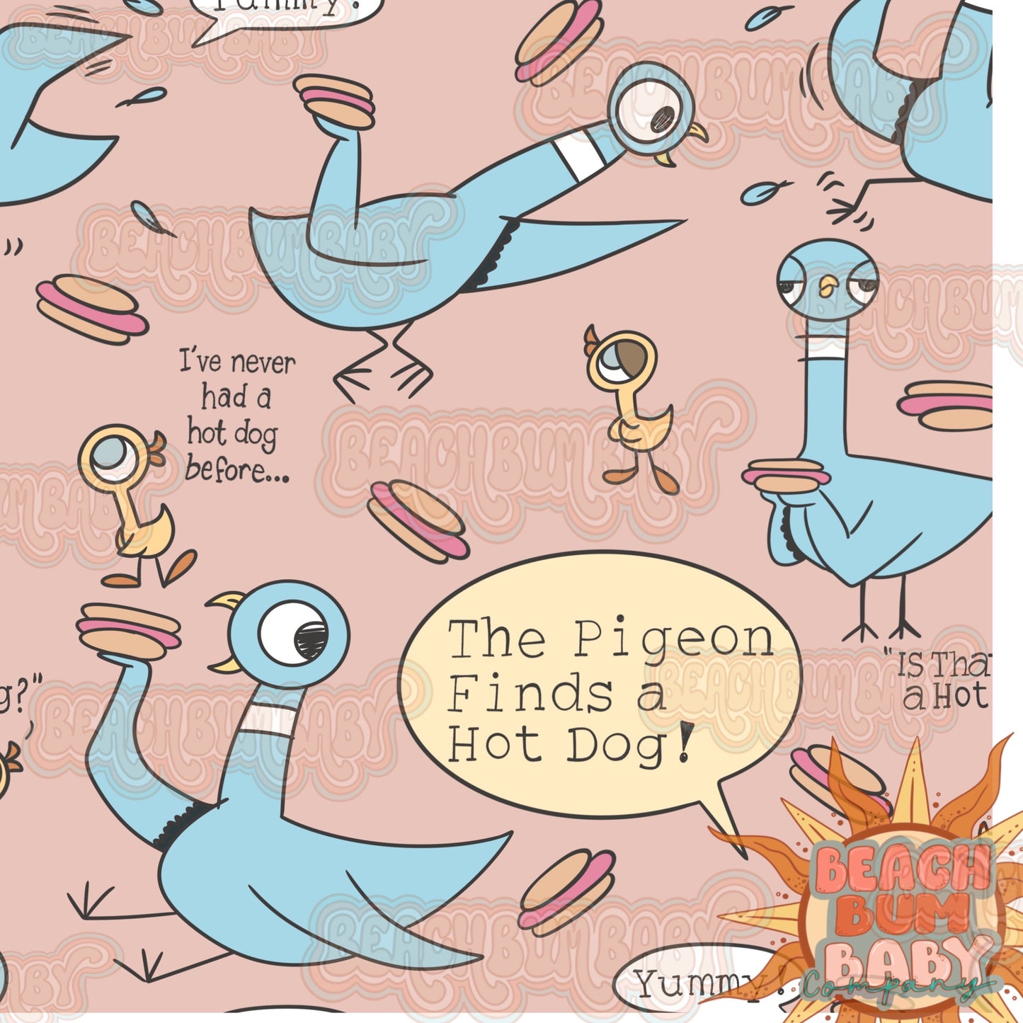 The pigeon finds a hotdog