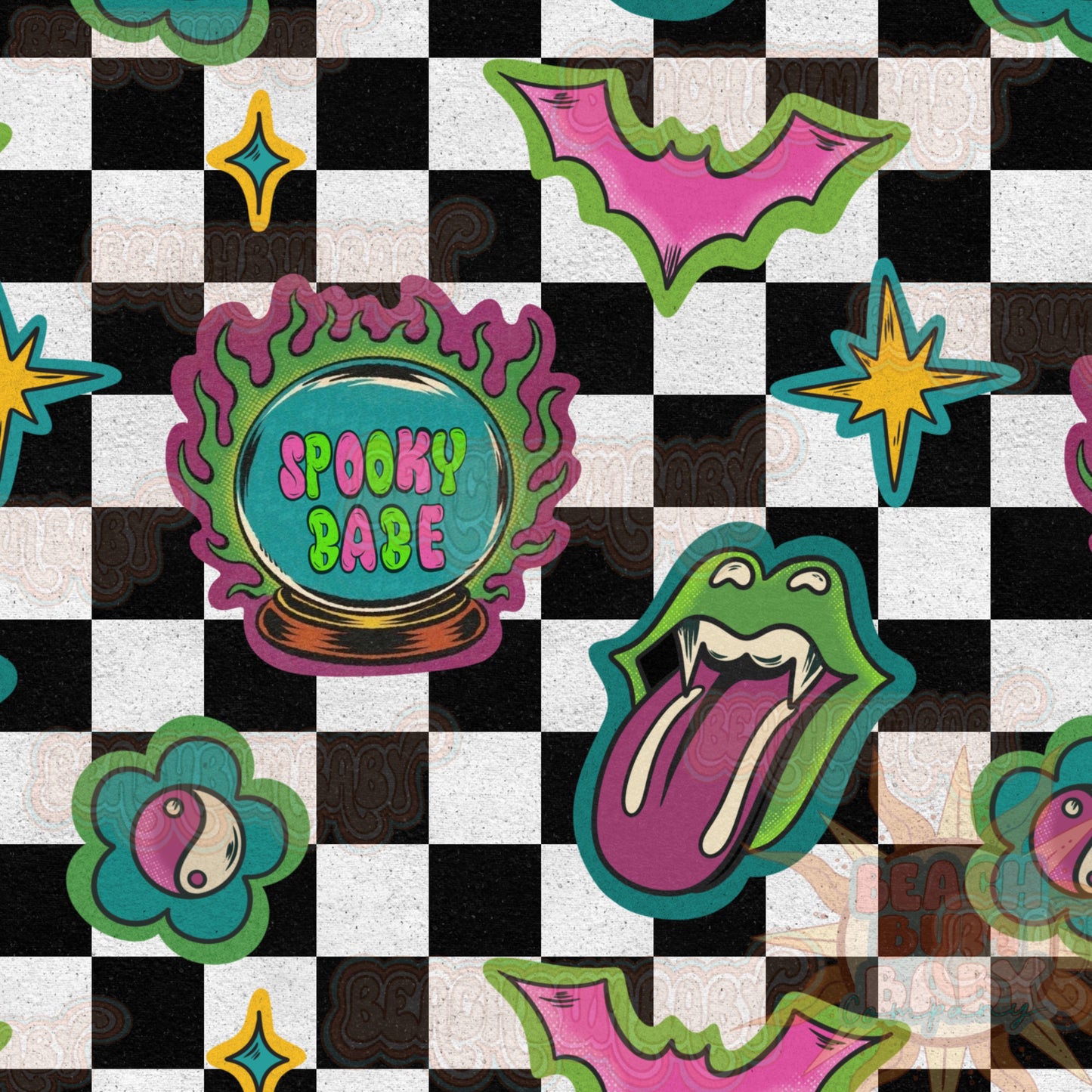 Vintage checkered spooky babe