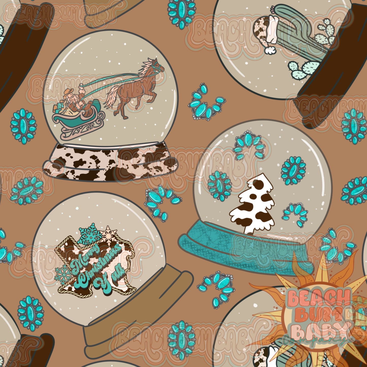 Punchy western Xmas snow globes version #1