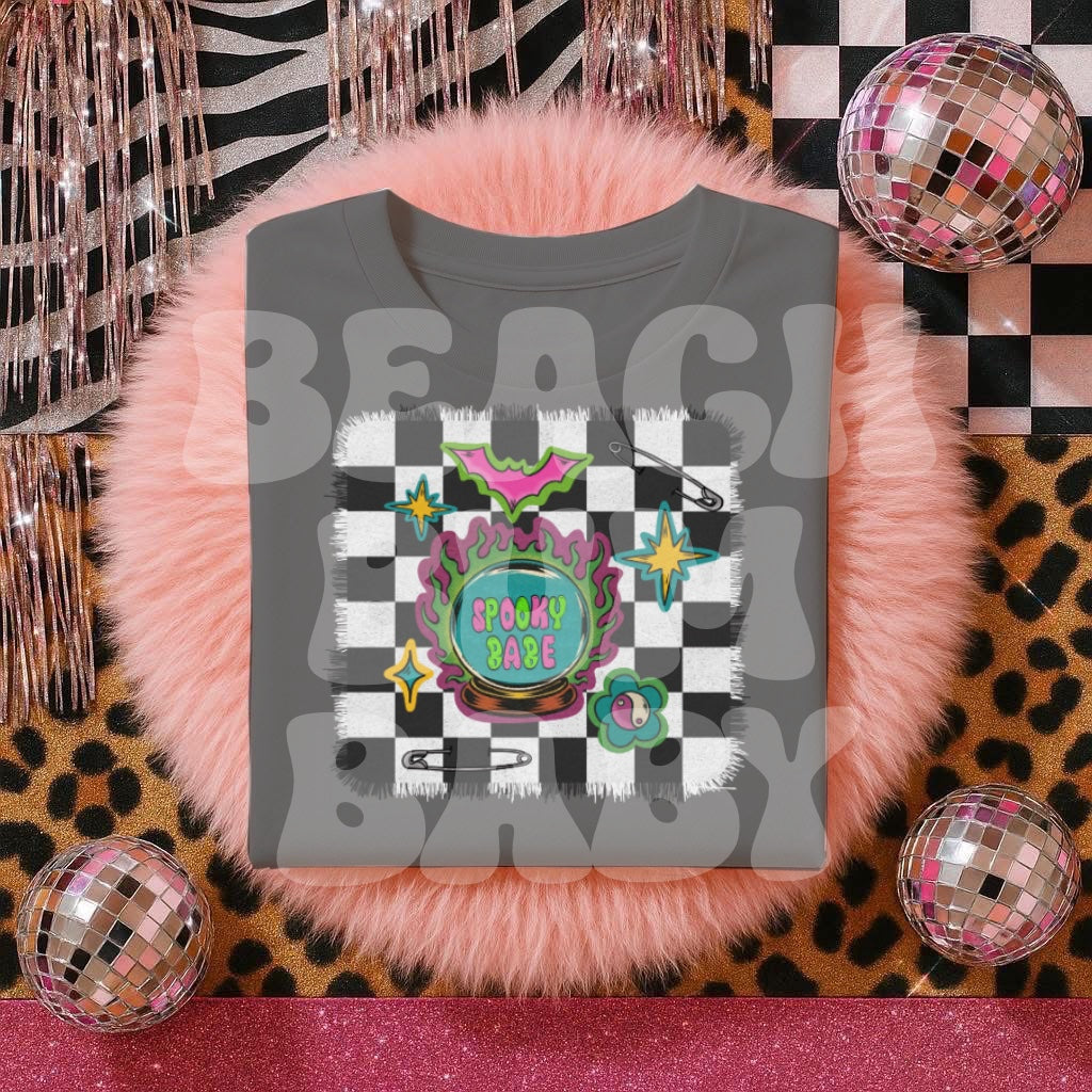 Spooky babe vintage patch PNG