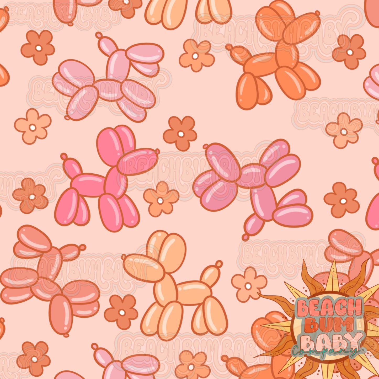 Pink& orange balloon dogs