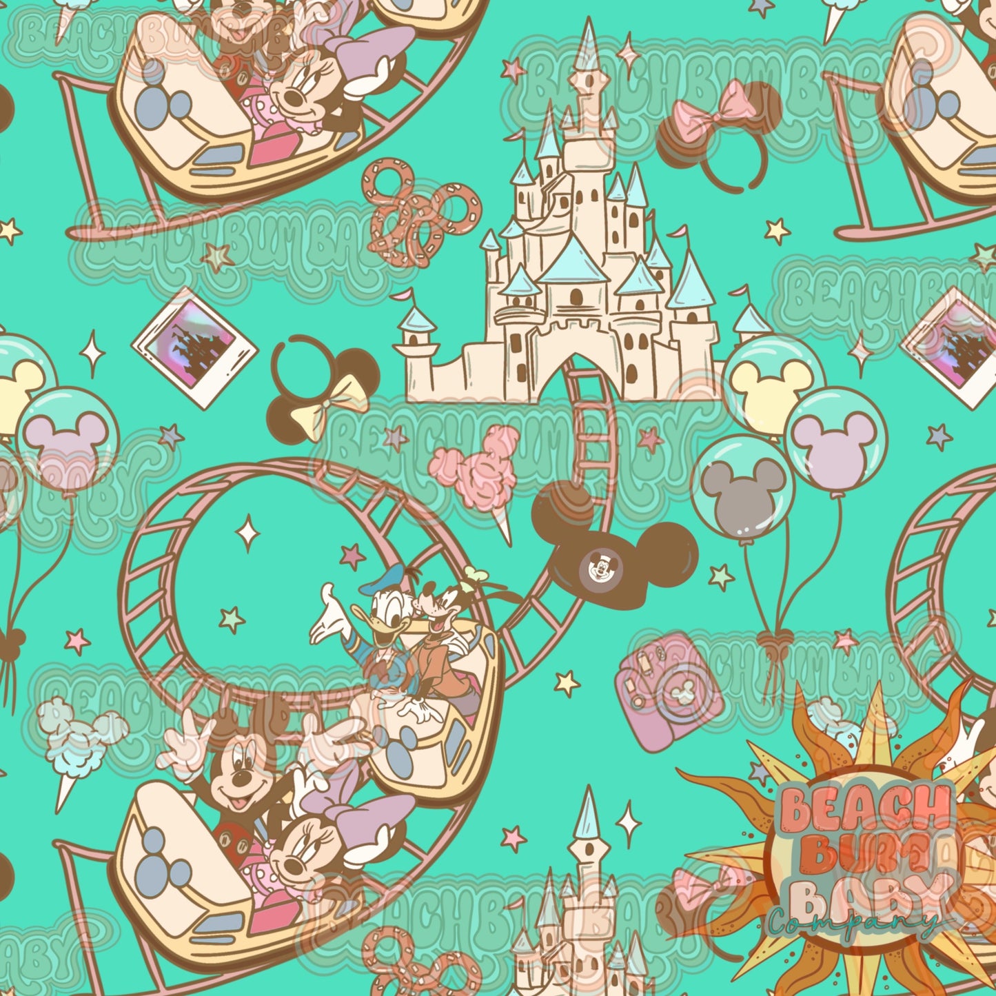 Mouse & friends roller coaster bright teal