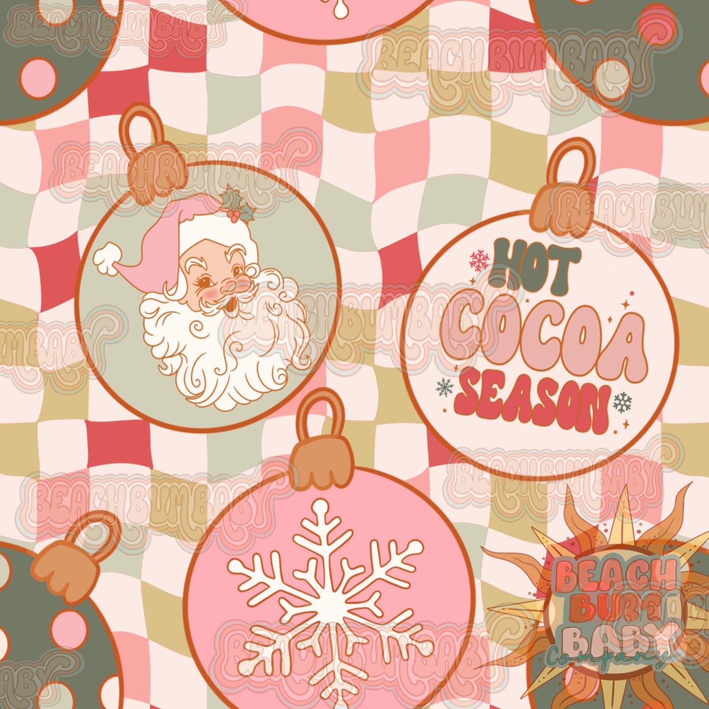 Retro groovy Santa ornaments