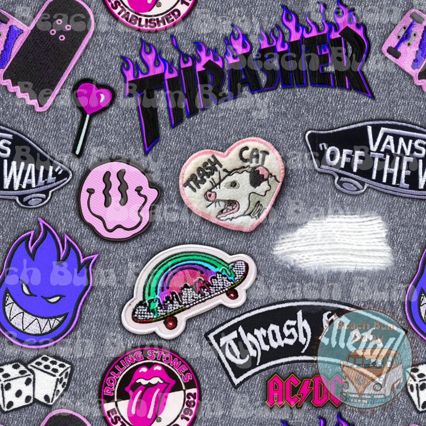 Skater girl denim patches