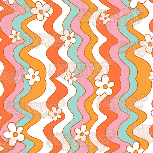 Retro spring wavy floral coord