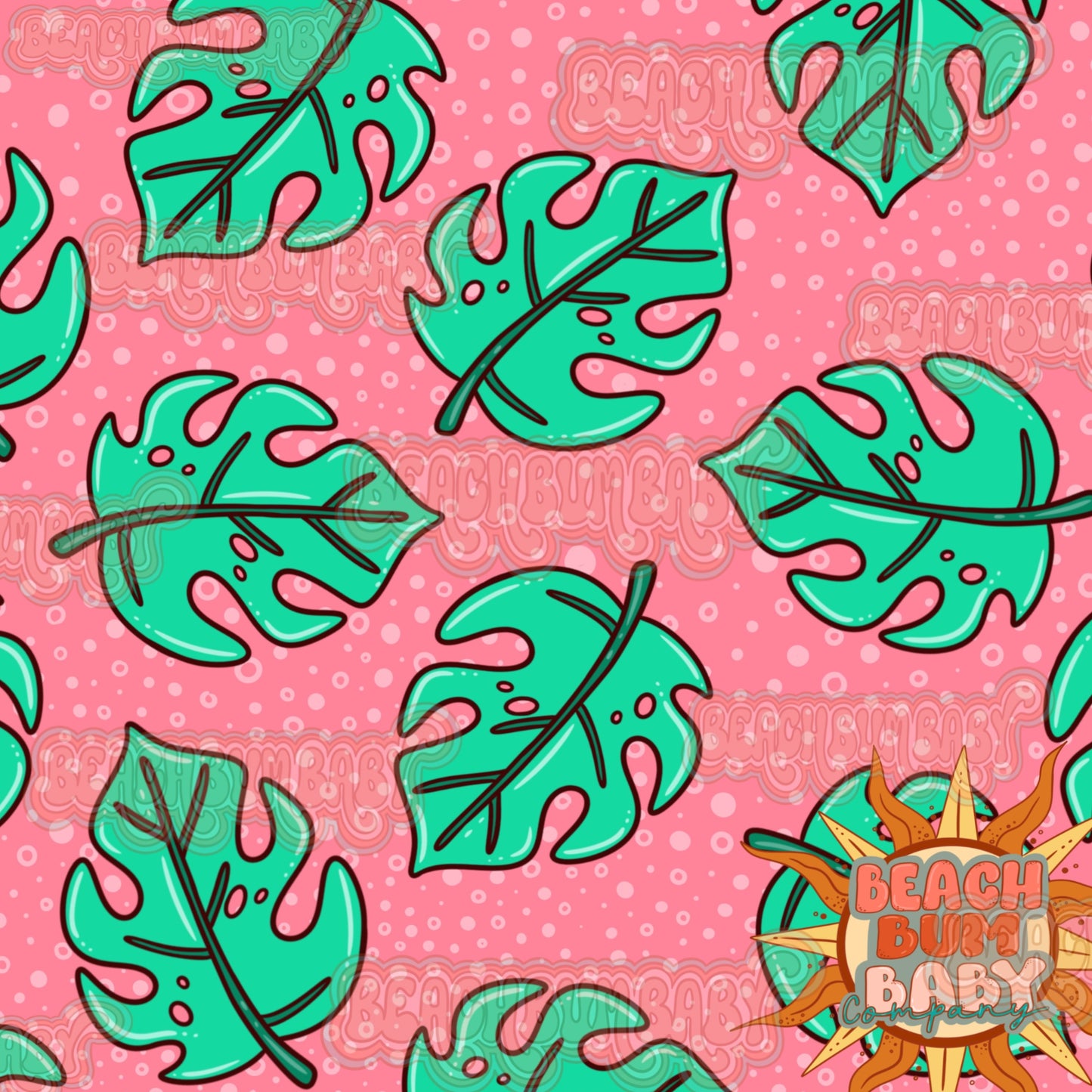 Pink Bright Green Summer Leaves