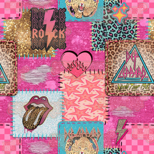 Denim leopard band patchwork