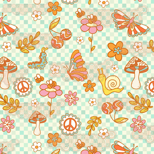 Retro spring critters checkered