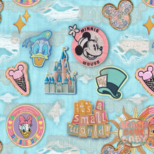 Distressed denim Disney patches