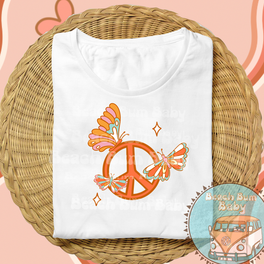 Retro spring peace butterflies PNG