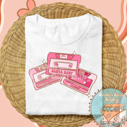 Christmas cassettes pink png