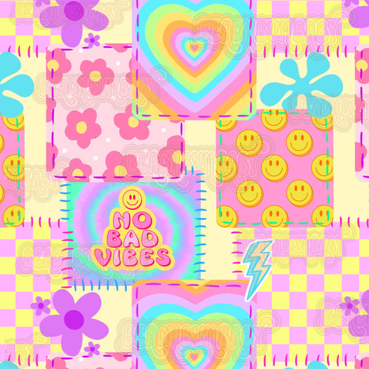 Bright groovy smiley patchwork