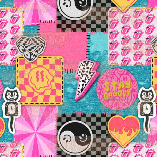 Pink and black girly patchwork