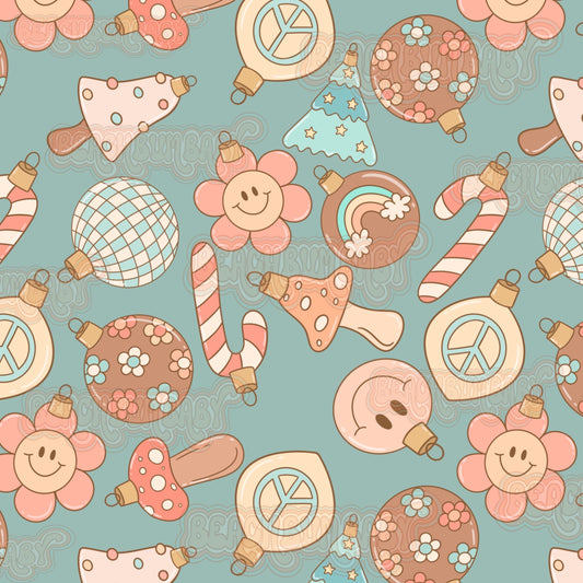 Groovy Christmas ornaments muted