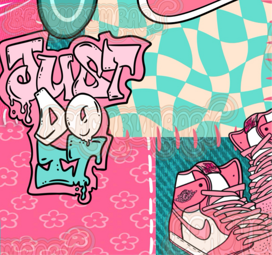 Check mark patchwork blue & pink