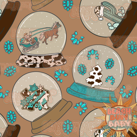 Punchy western Xmas snow globes version #1