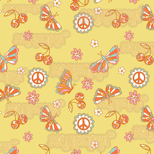 Retro spring butterflies green