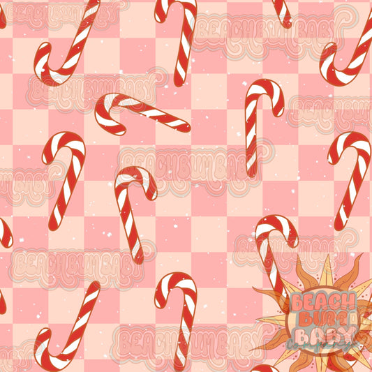 Pink checkered candy canes