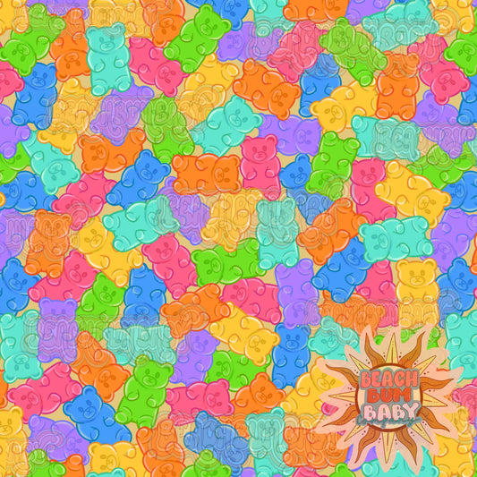 Gummy bears tan background