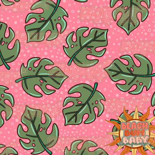 Pink Dark Green Summer Leaves