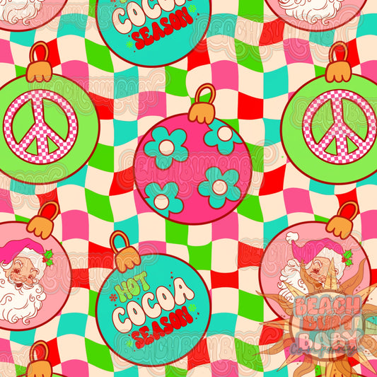 Retro groovy Santa ornaments BRIGHT