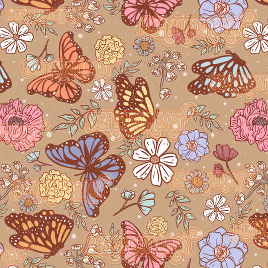 Spring floral butterflies