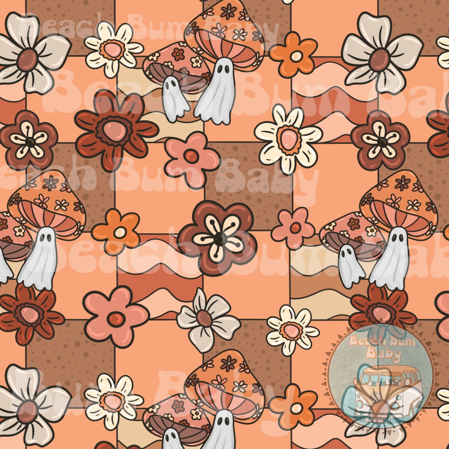 Checkered groovy floral ghost