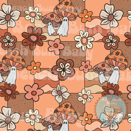Checkered groovy floral ghost