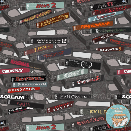 VHS horror movies grey