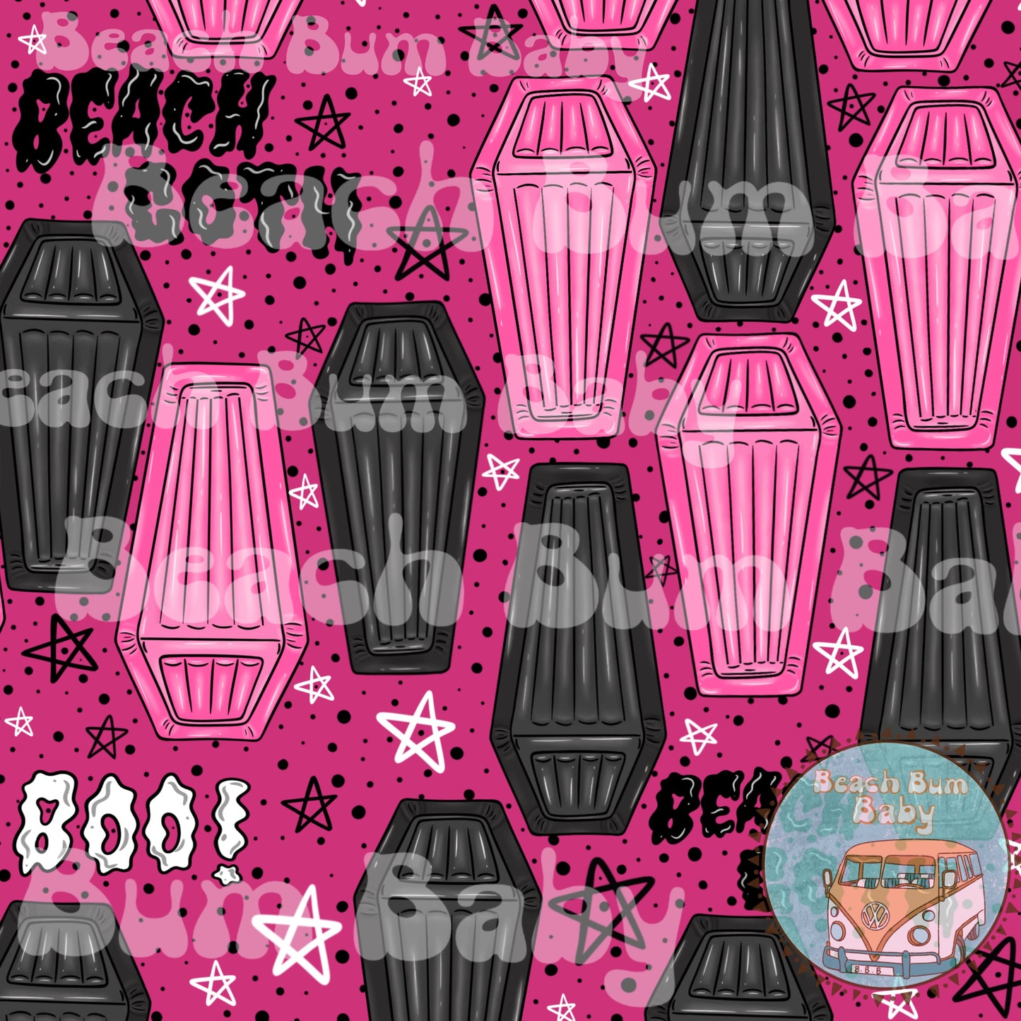 Beach goth coffins hot pink