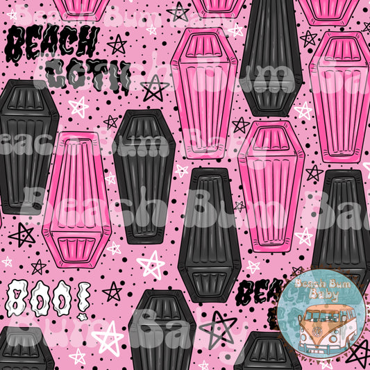 Beach goth coffins light pink