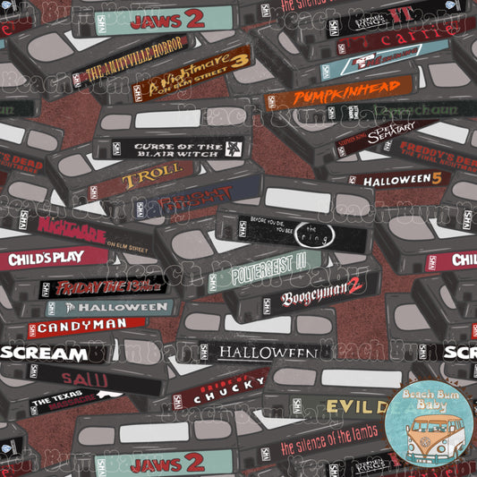 VHS horror movies red